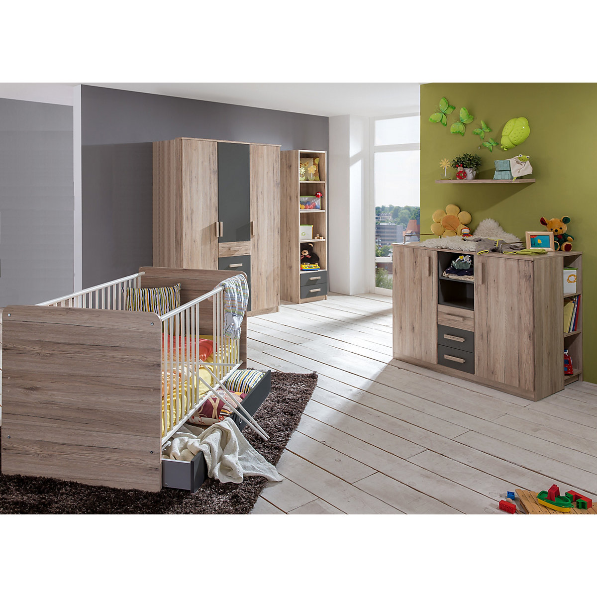 Babyzimmer Set Cariba  Komplett Graphit