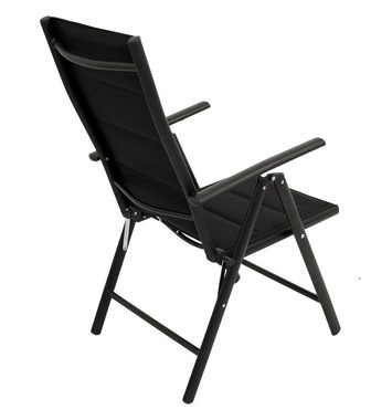 DEGAMO Gartensessel ALMERIA, klappbar, Alu anthrazit + Kunstgewebe gepolstert schwarz, wetterfest