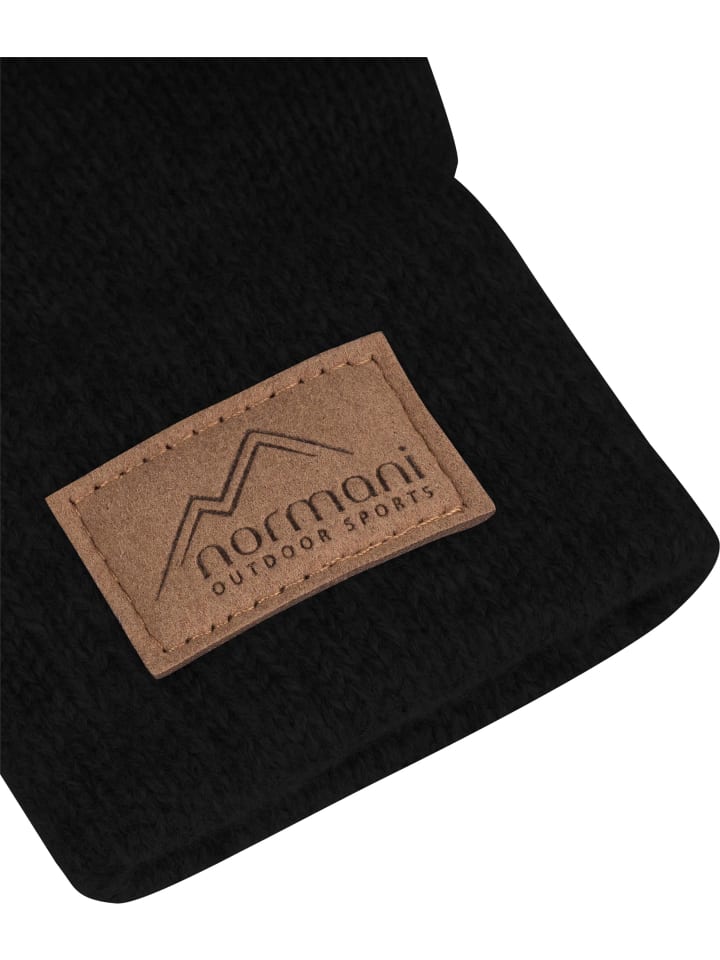 Normani Outdoor Sports Damen Merino Strick-Fingerhandschuhe Anula in Schwarz günstig kaufen