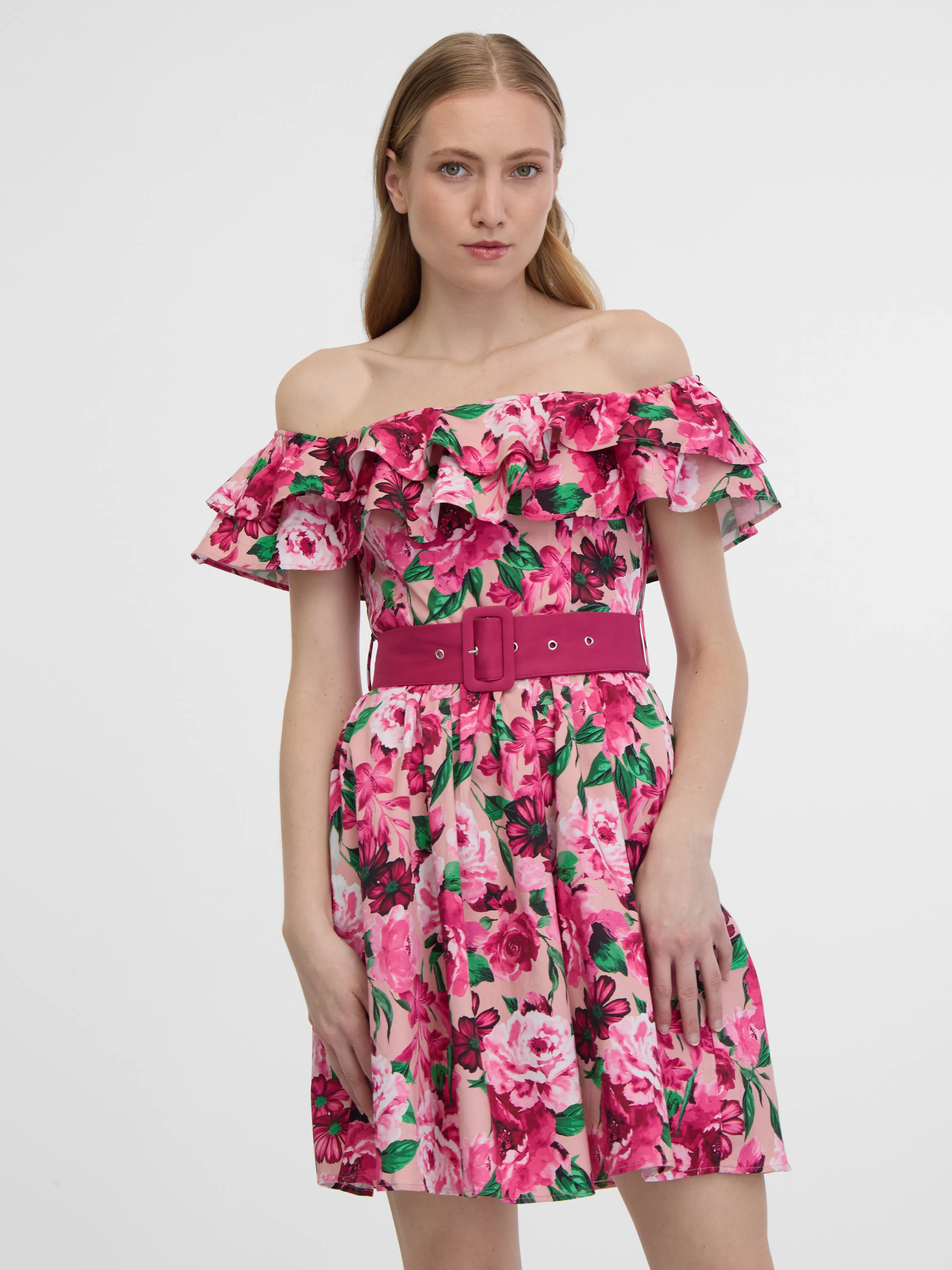 Dunkelrosa Damen-Blumenkleid ORSAY