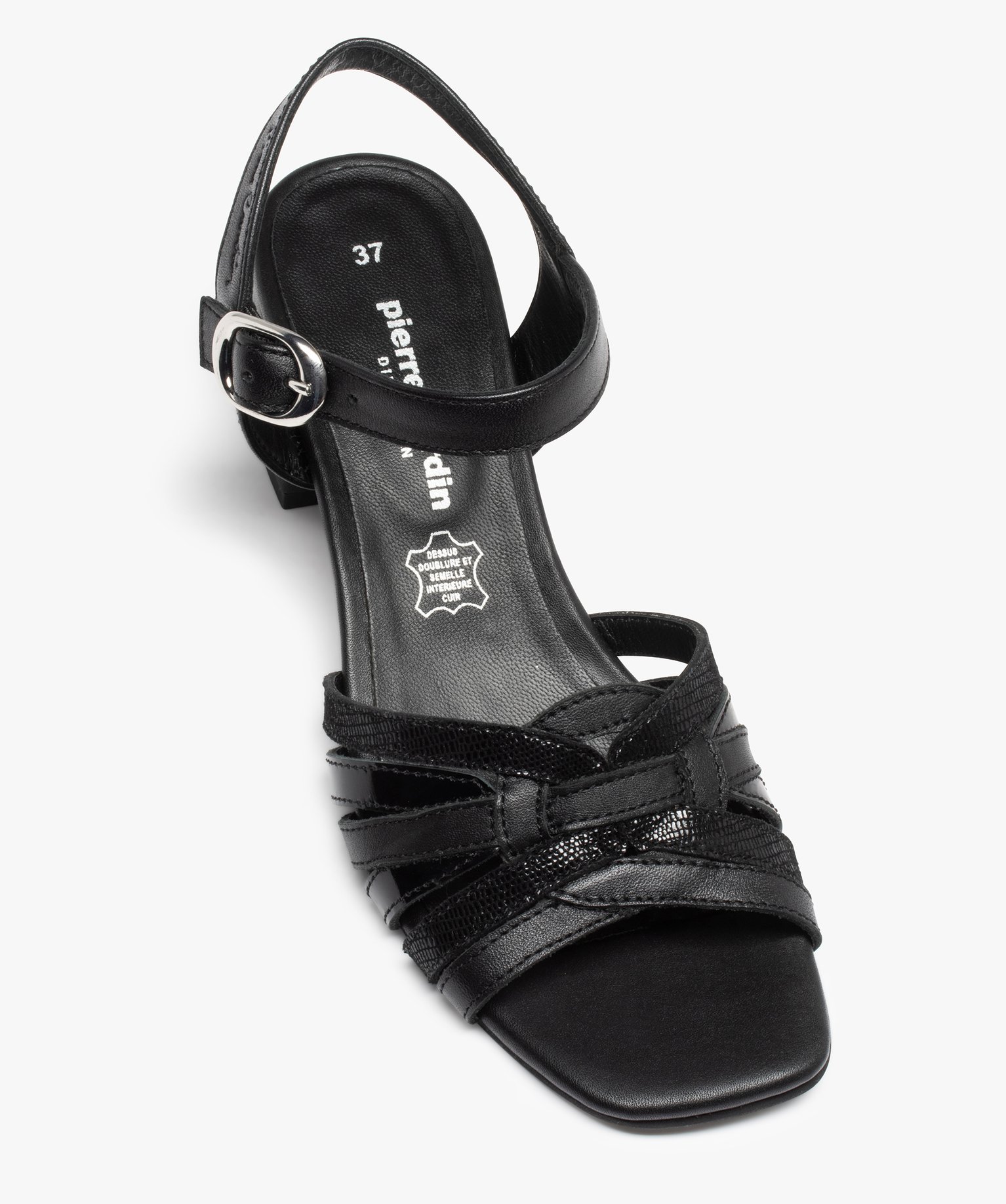Sandales femme dessus fines brides en cuir – Pierre Cardin noir | GEMO
