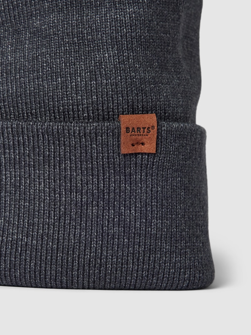 Beanie mit Label-Detail Modell 'WILLES' in anthrazit