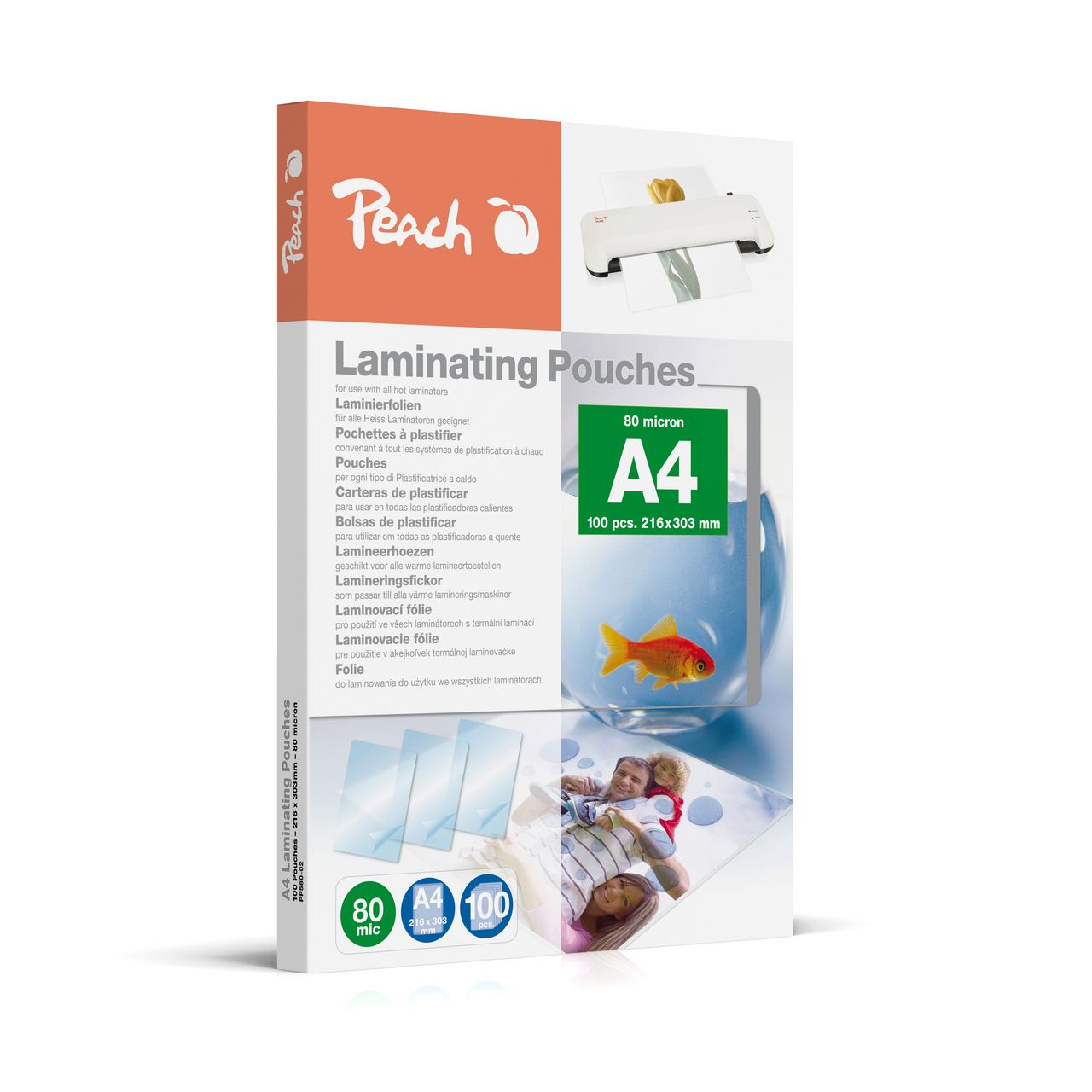 Peach Laminierfolien A4, 80 mic, glänzend, 100 Stk.