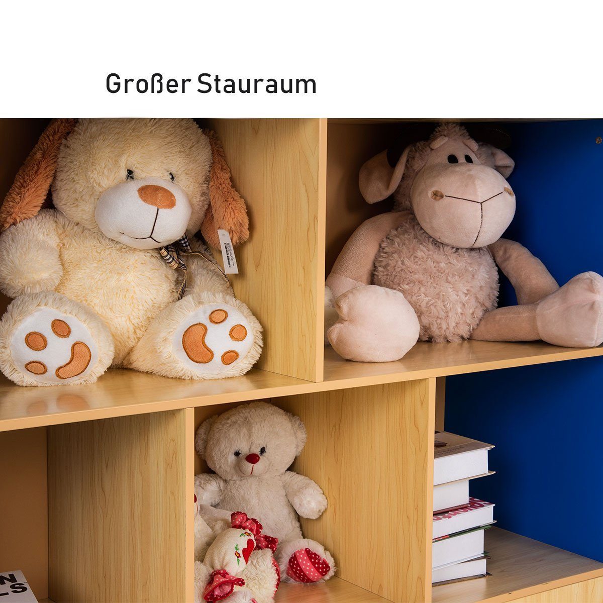COSTWAY Bücherregal, Kinder, mit 5 Fächern, freistehend, Holz, 120x40x76cm