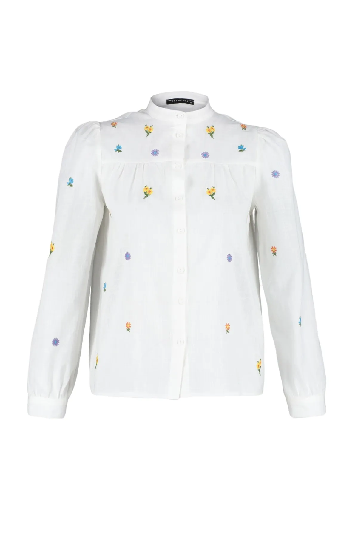Trendyol Collection  Ecru Bestickt - Regular Fit Gewebtes Hemd TWOSS23GO00152