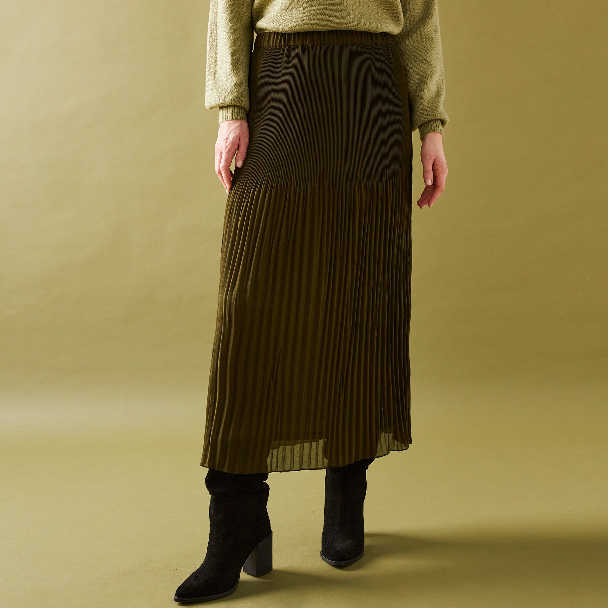 Jupe petite stature voile plissé uni, polyester recyclé(1)