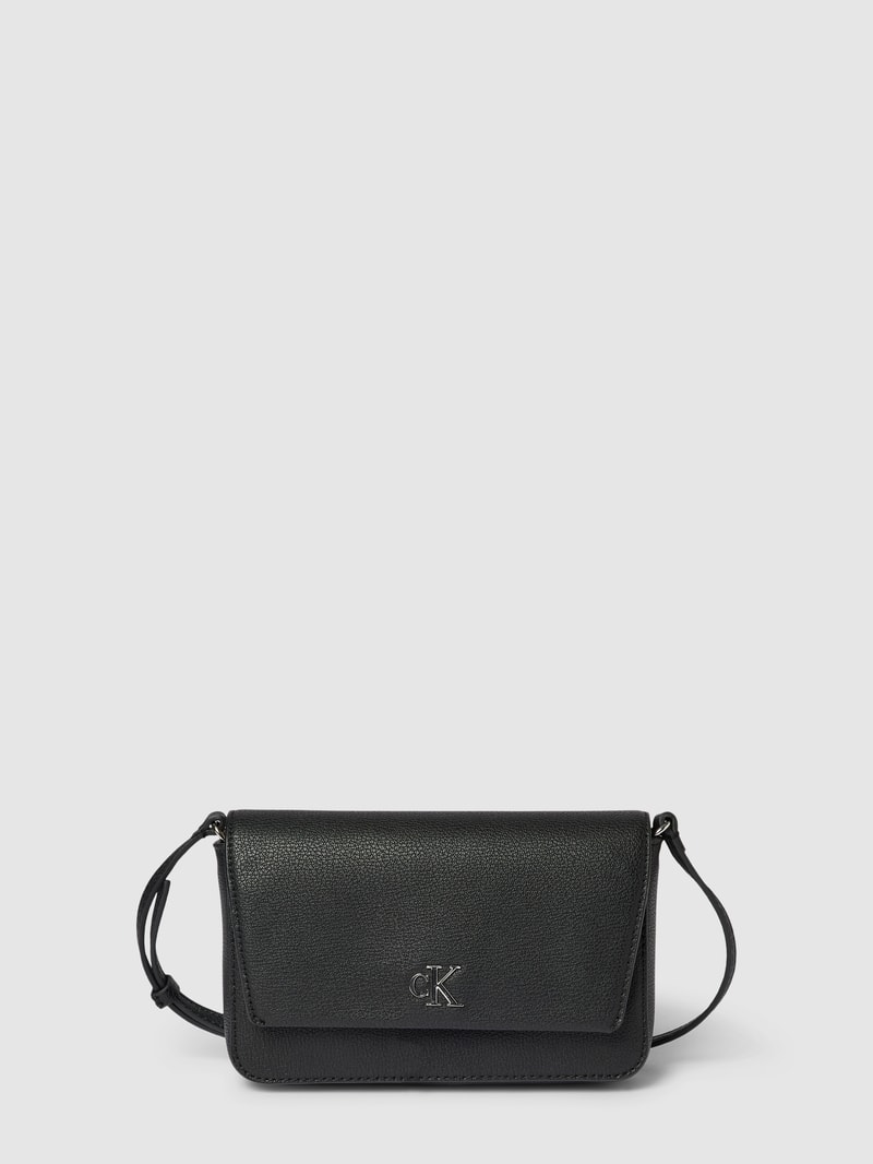 Handtasche mit Label-Applikation Modell 'MINIMAL' in schwarz
