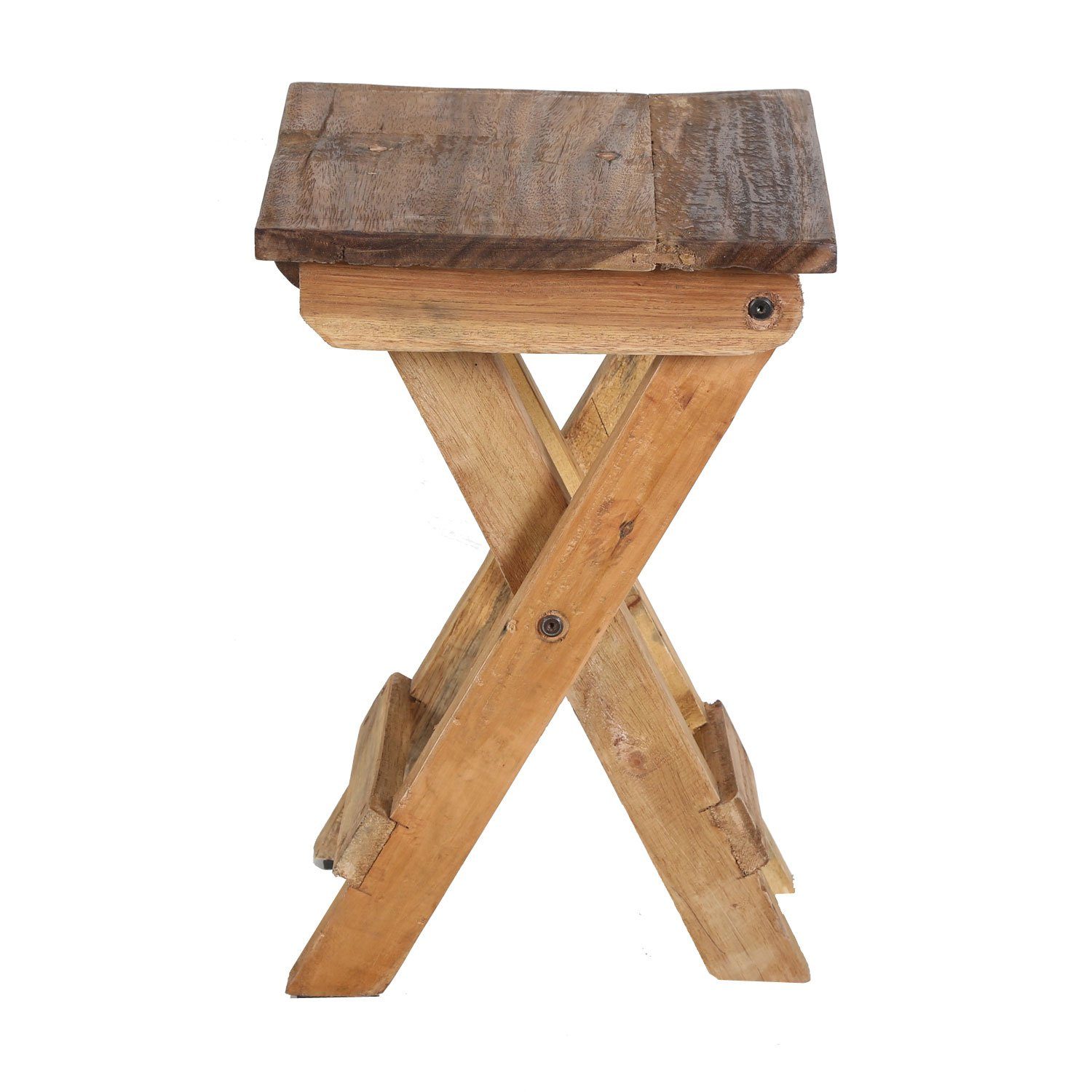 Casa Moro Klapptisch Teak Holz Beistelltisch Leoni Klapphocker Gartenhocker Holzhocker, aus recyceltem Teak Holz gefertigt