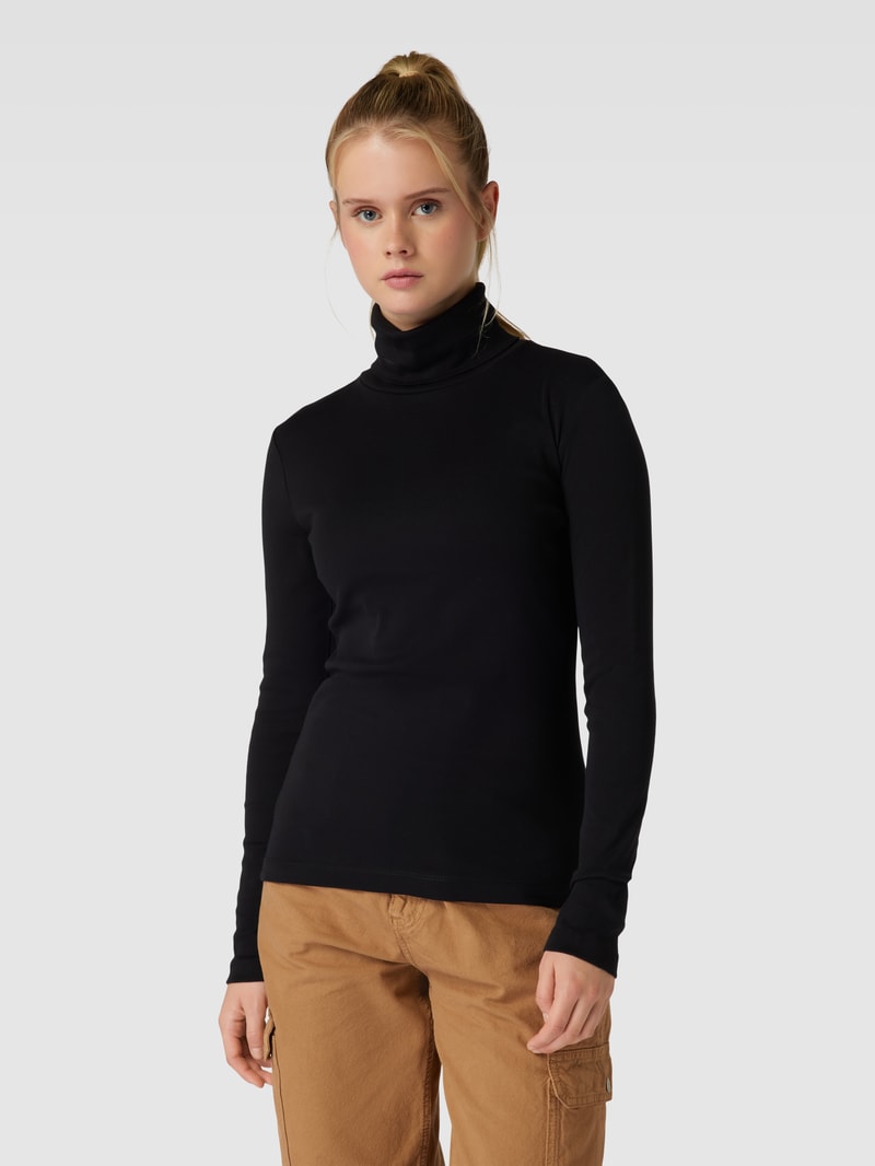 Longsleeve mit Rollkragen Modell 'Rolli' in schwarz