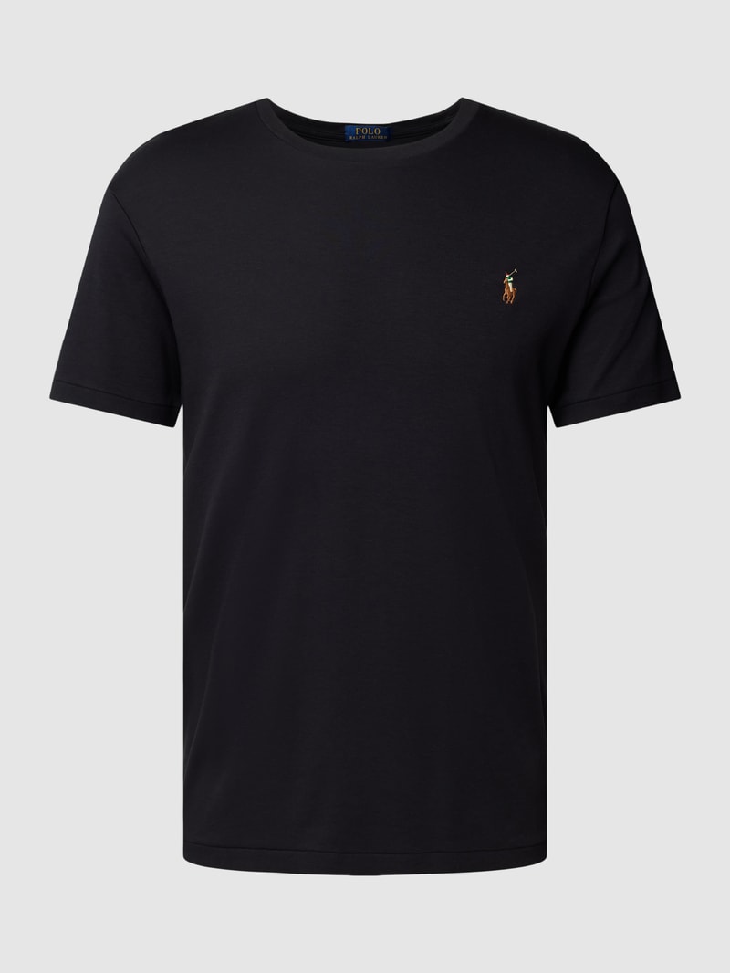 T-Shirt mit Streifenmuster Modell 'PIMA' in schwarz