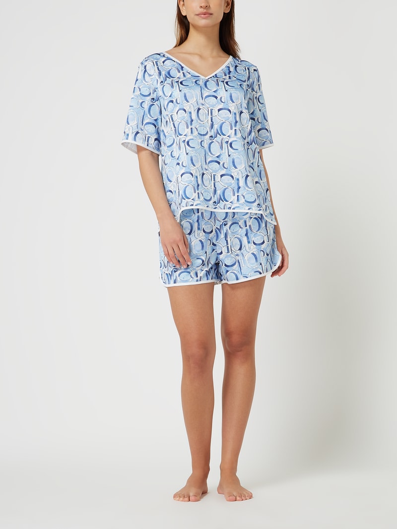 Pyjama-Oberteil mit Logo-Muster in bleu
