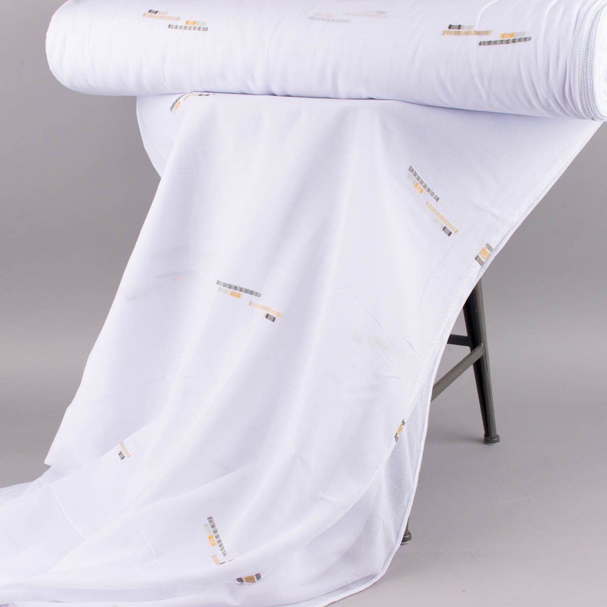Meterware Gardinenstoff Gardinenstores Batistoptik Scherli Rechtecke Bleiband we, SCHÖNER LEBEN., leicht perforiert, Batist, mit Bleiband, pflegeleicht, überbreit