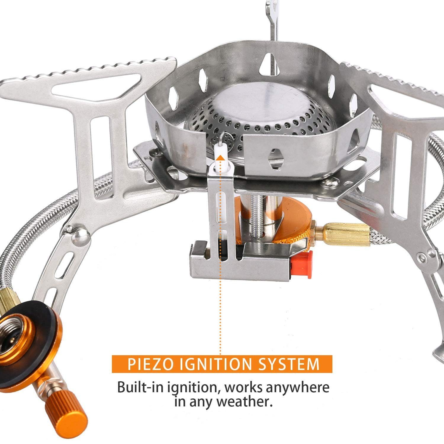 Haiaveng Gaskocher Campingkocher, Winddichter Tragbarer Campingkocher, 3500W Gaskocher, Klein Faltbar Camping Gaskocher für Camping Picknick