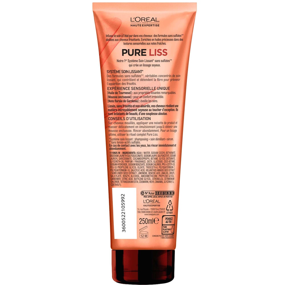 L'Oréal Paris Haute Expertise Pure Liss Shampoing lissage cheveux indicipinés