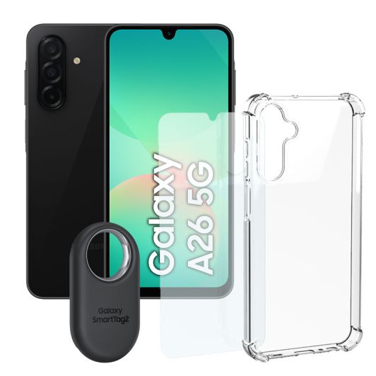 SAMSUNG Galaxy A26 5G 128GB Zwart   Hoesje   Gehard Glas   Tag