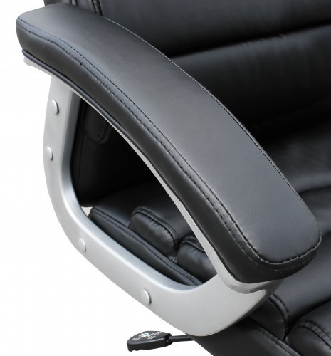 Amstyle Bürostuhl Leder Optik Schwarz Schreibtischstuhl Chefsessel Drehstuhl mit XXL Polsterung