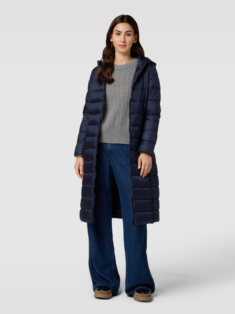 Steppmantel mit Kapuze in marineblau