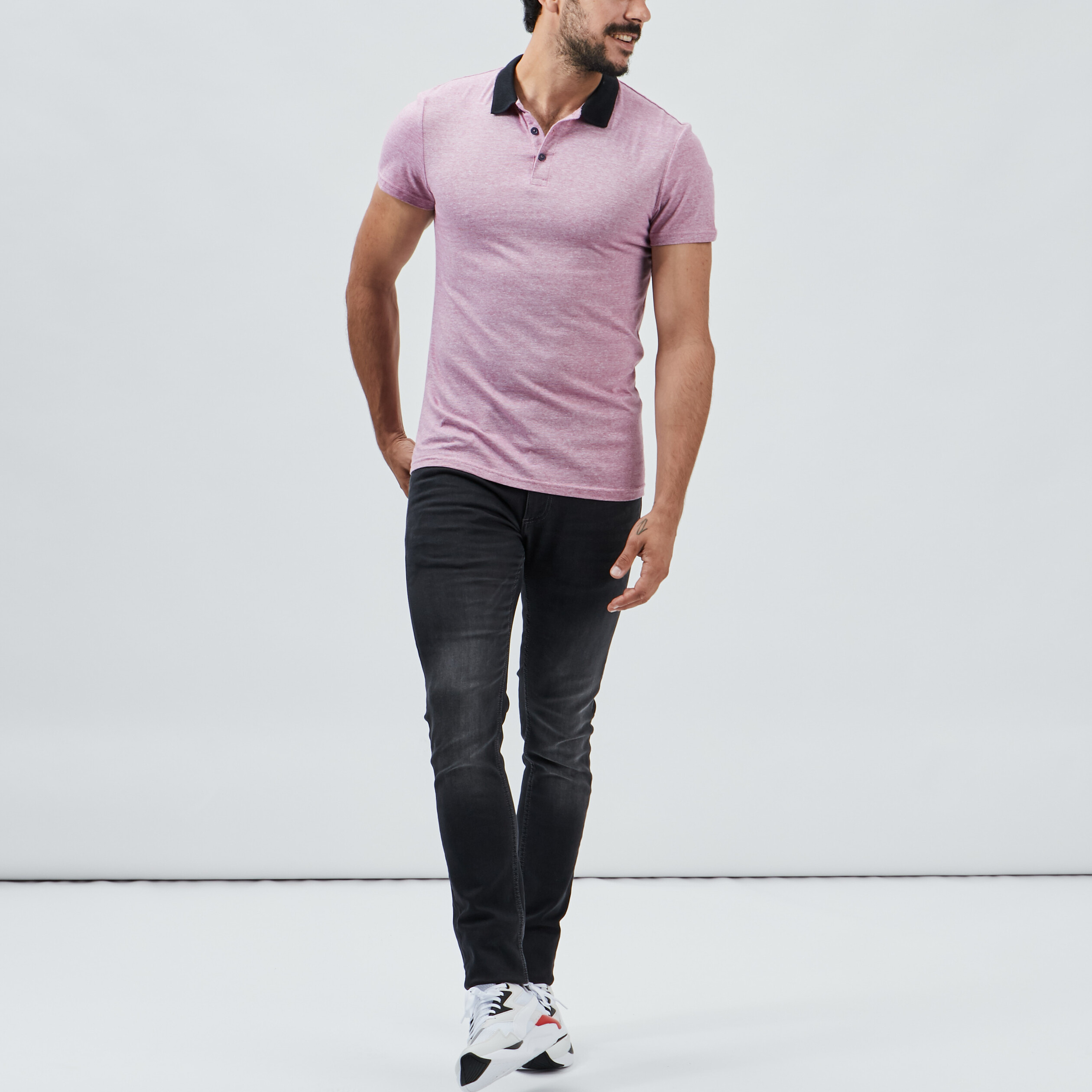 Polo manches courtes bordeaux homme | La Halle