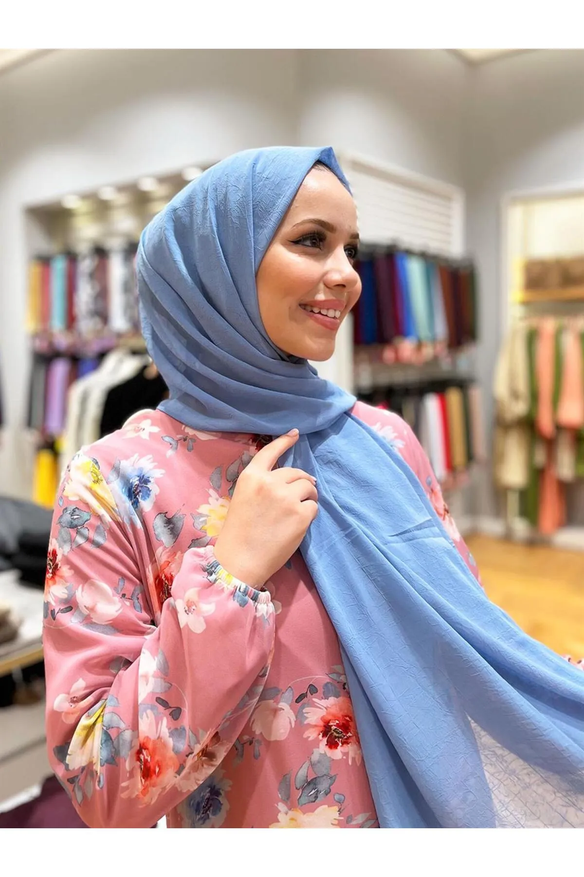 Armine  Trend Crinkle Chiffon-Schal – Atskrn-26 – Blau