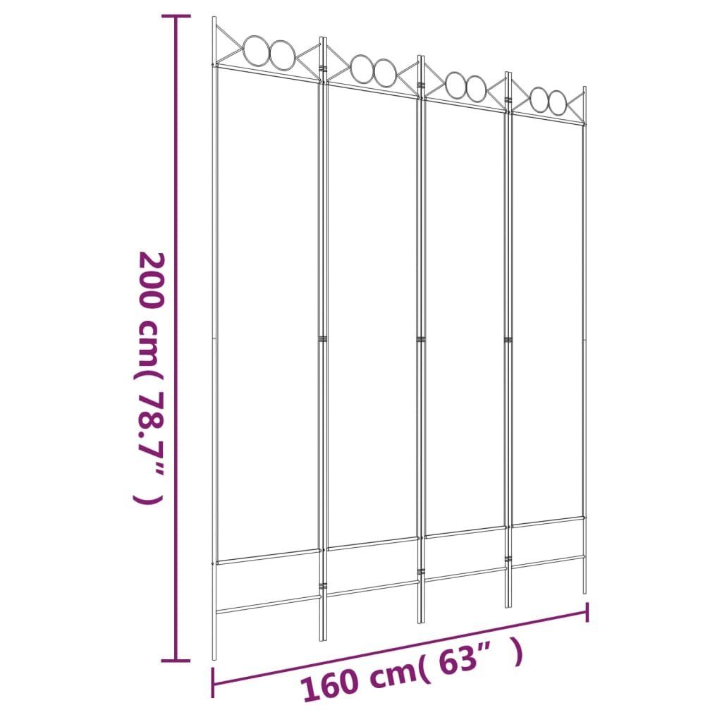 furnicato Raumteiler 4-tlg. Paravent Schwarz 160x200 cm Stoff