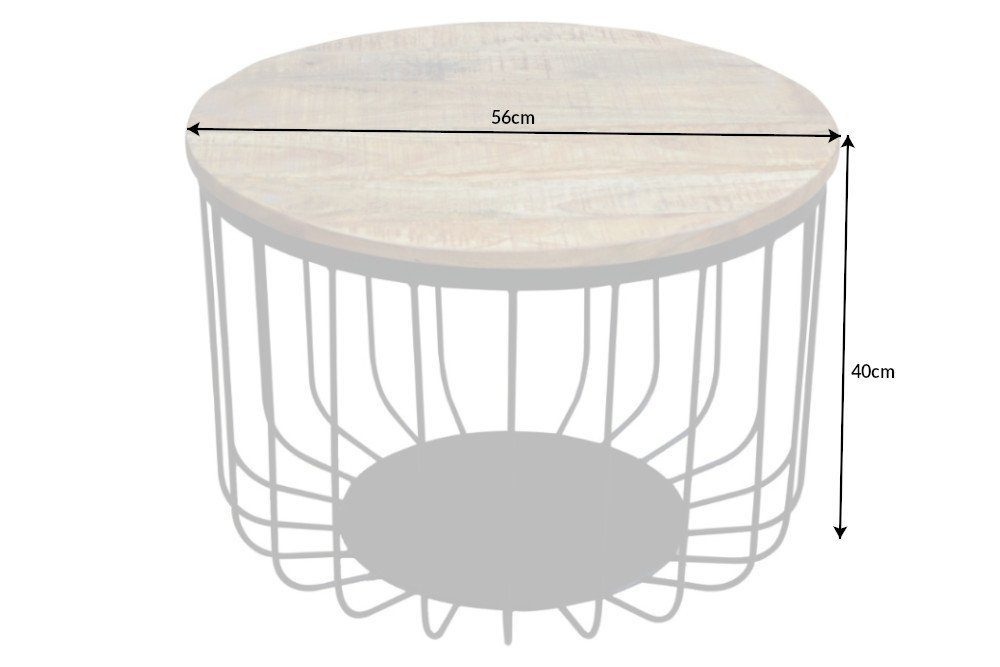 riess-ambiente Couchtisch FACTORY LOFT Ø60cm natur / schwarz (Einzelartikel, 1-St), Wohnzimmer · Mango-Massivholz · rund · Metall · handmade · Industrial