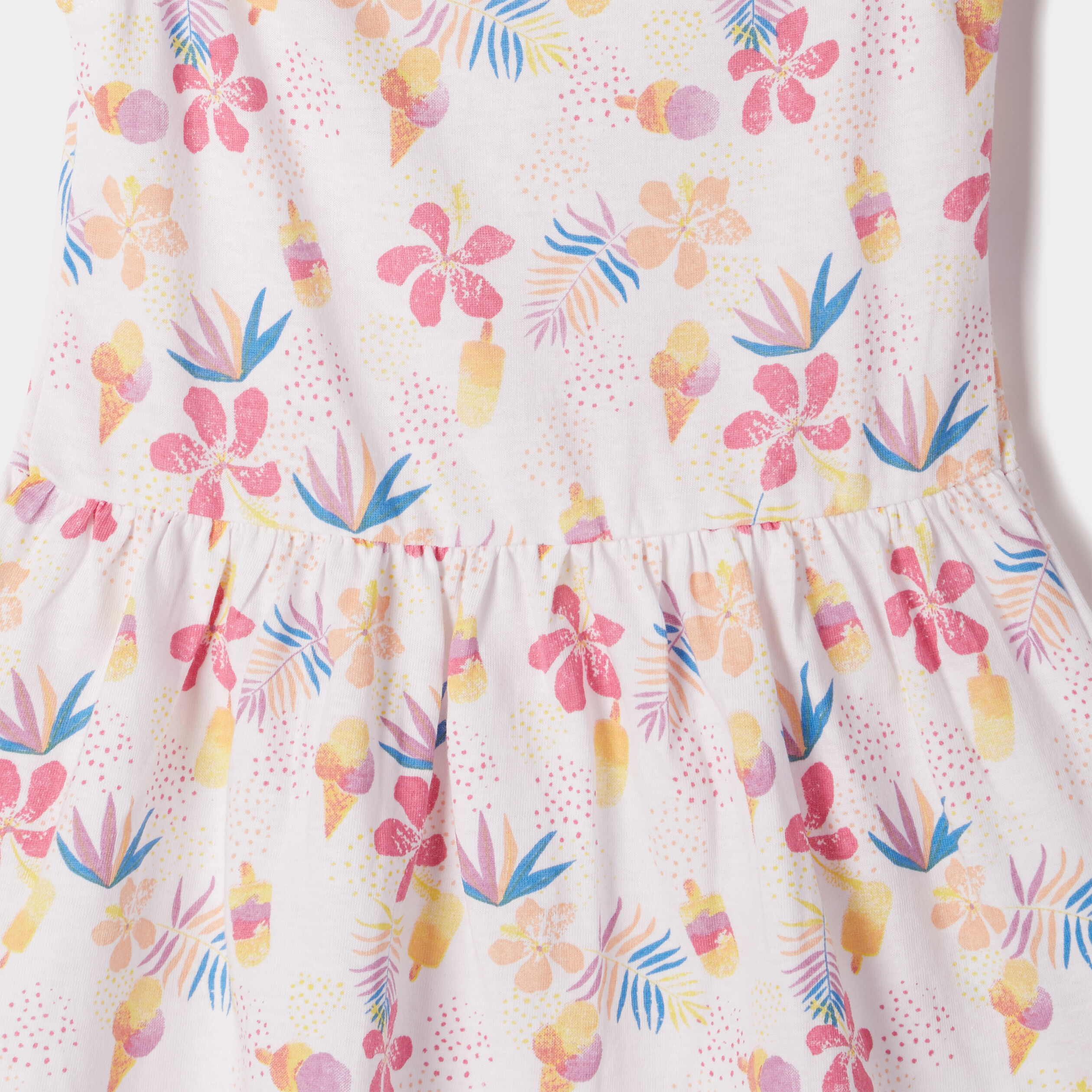 Robe évasée à manches courtes blanc bébé fille | La Halle