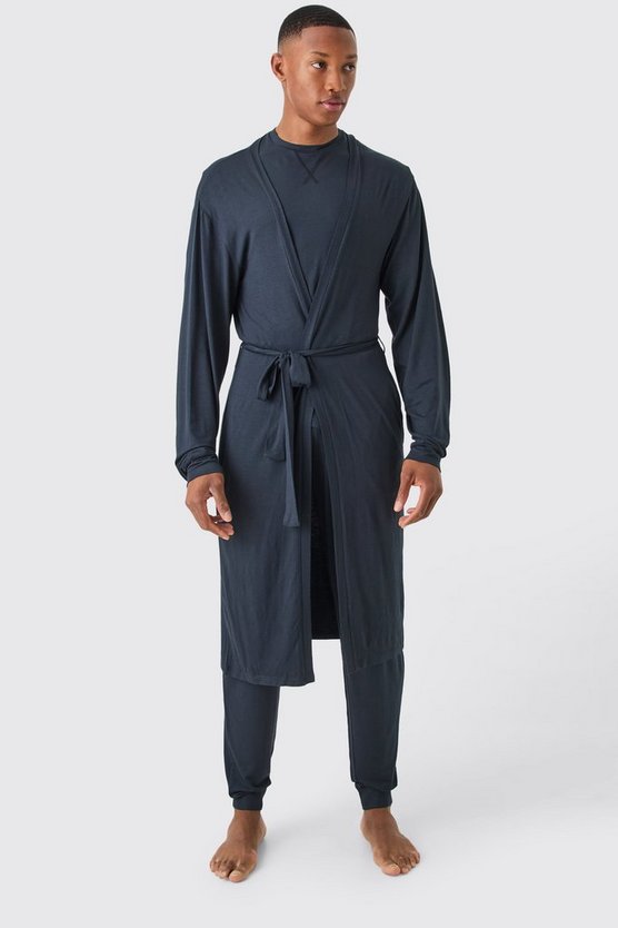 Lockerer Premium-Bademantel, T-Shirt & Loungewear-Hose