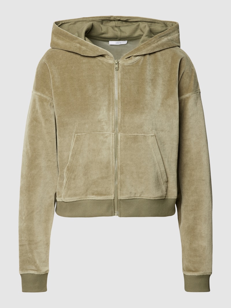 Sweatjacke mit überschnittenen Schultern und Eingrifftaschen in khaki