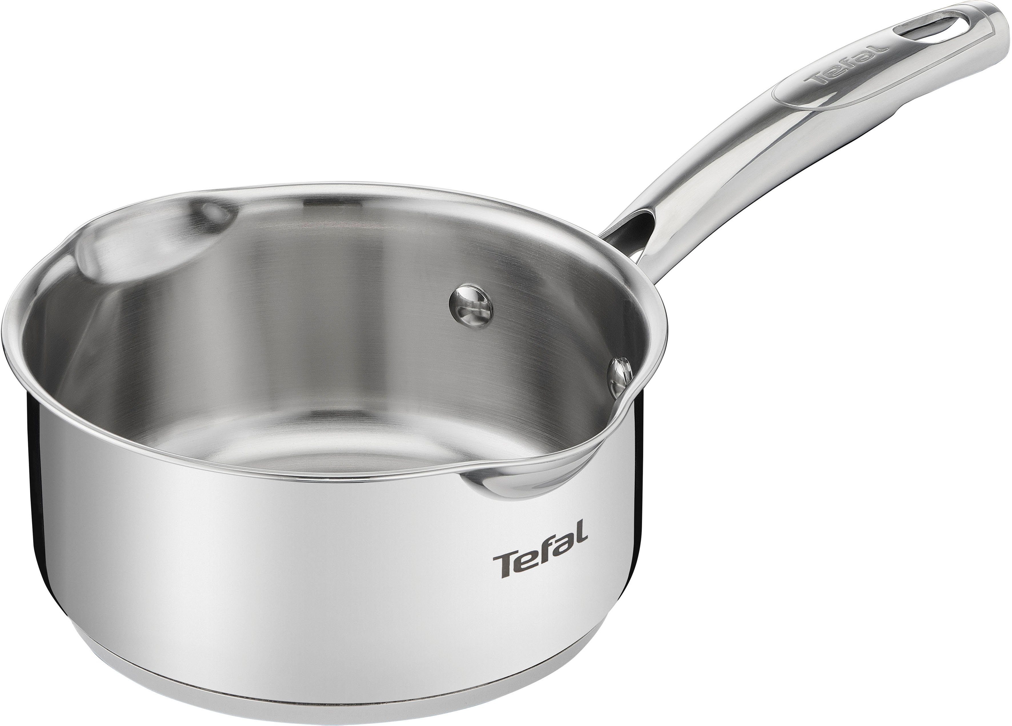 Tefal Topf-Set Duetto+ G719S7, Edelstahl 18/10 (Set, 7-tlg., 7-teiliges Topfset mit Stielkasserolle 16 cm, Kochtopf 16/20/24 cm), hochwertiger Edelstahl, hochglanzpoliert, Glasdeckel mit Siebfunktion