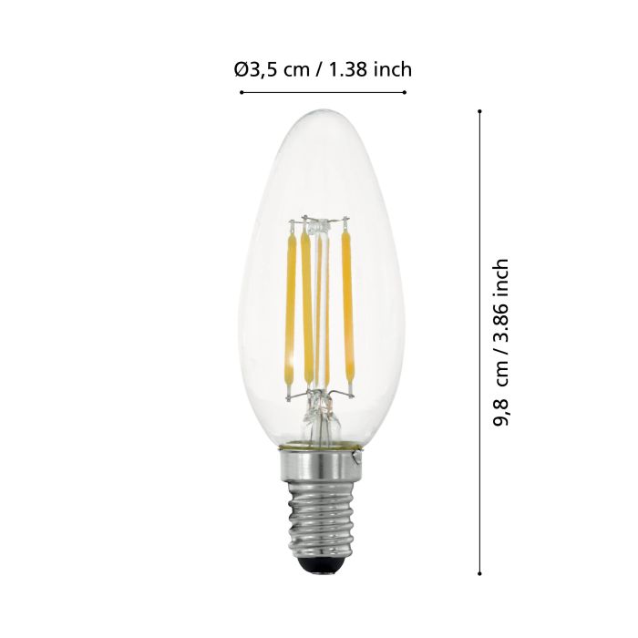 EGLO E14 LED Filament Leuchtmittel Kerzenform dimmbar