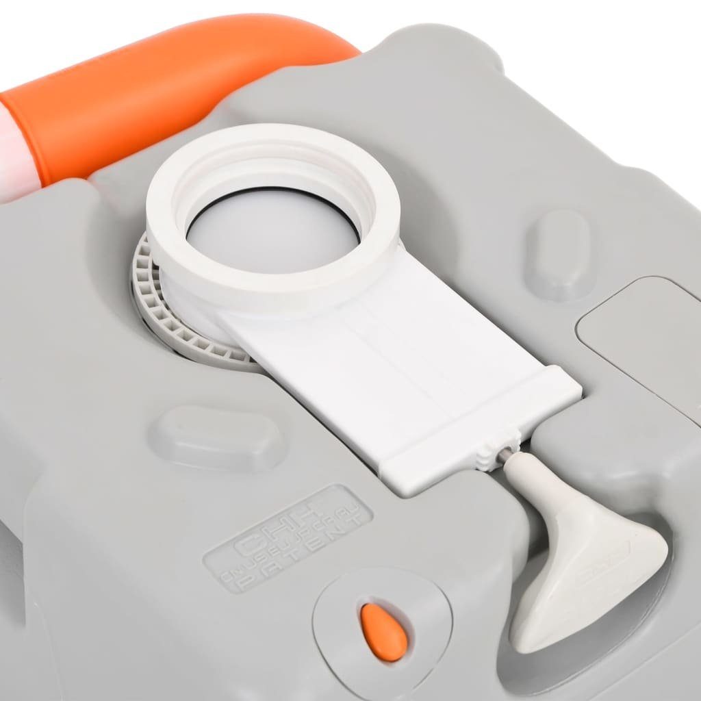 vidaXL Campingtoilette Camping-Toilette Tragbar Grau und Weiß 22 12 L HDPE