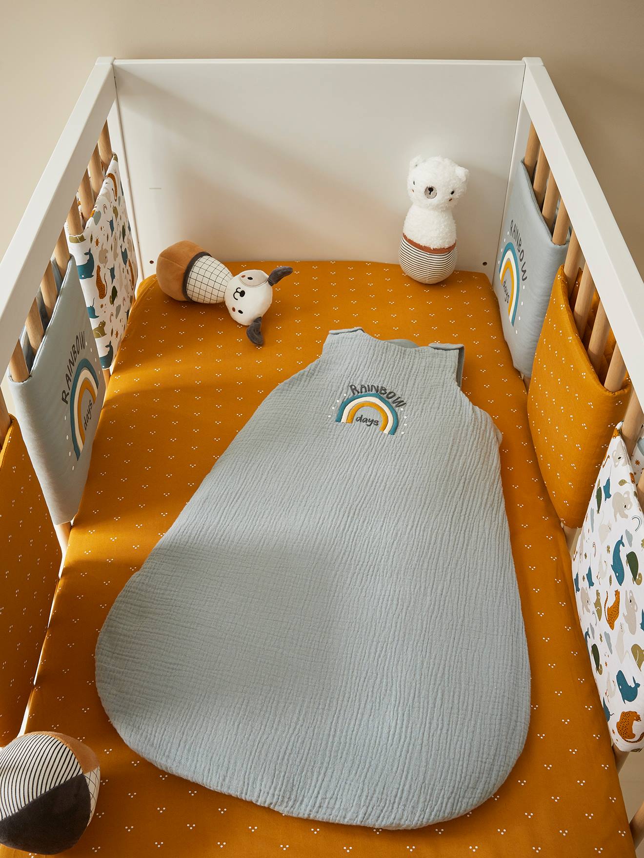 Vertbaudet Bio-Kollektion: Baby Sommerschlafsack MINI ZOO - blau