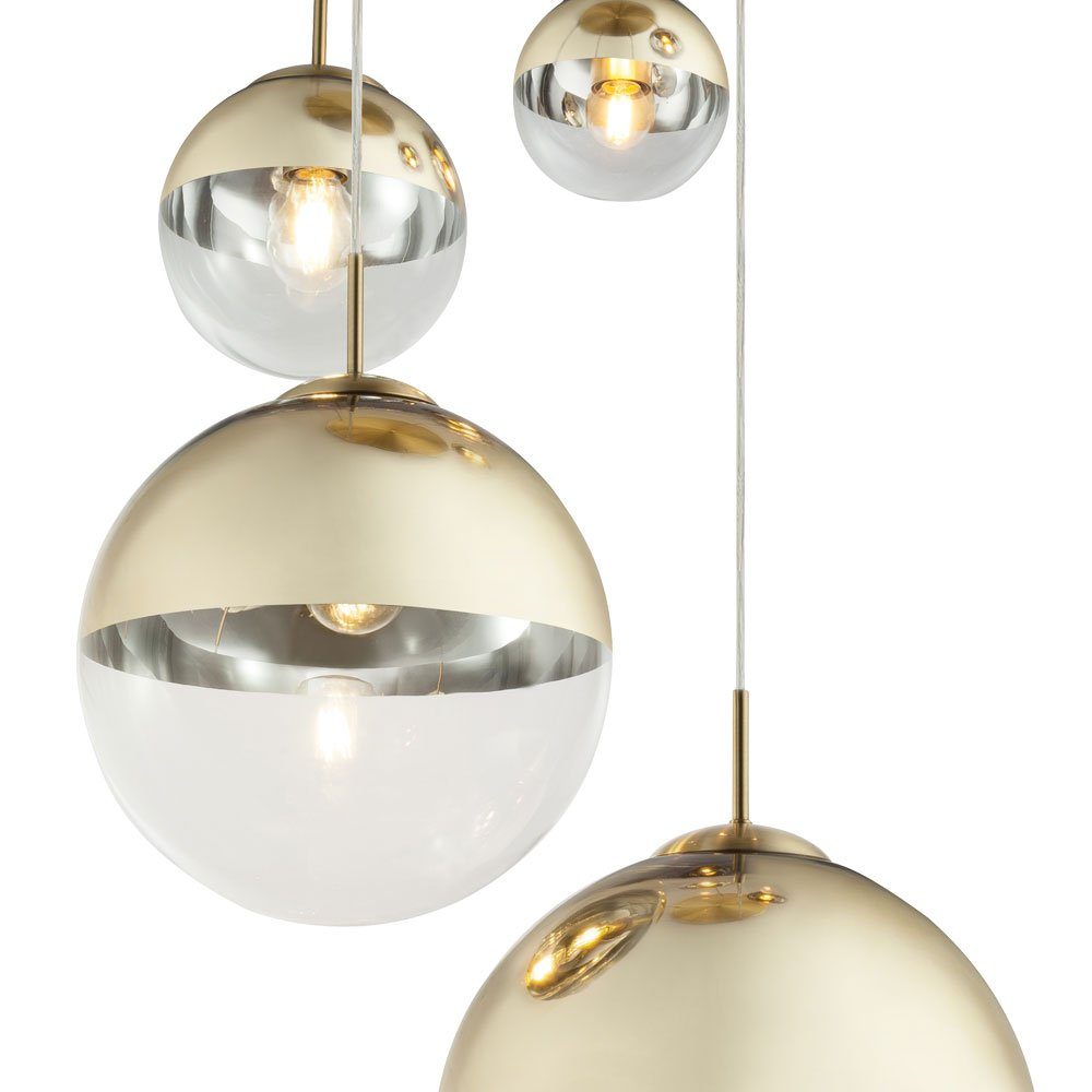 etc-shop Kugelleuchte, Leuchtmittel nicht inklusive, Pendelleuchte Esszimmer Hängelampe gold 5 flammig