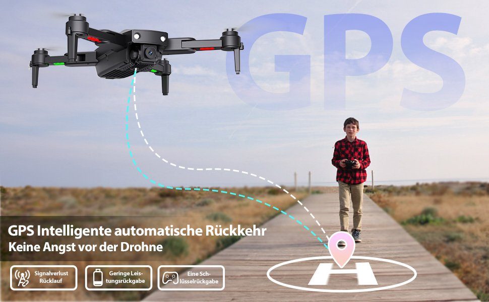 Morlyrctooy Drohne (Auflösung von 3840 x 2160, GPS Drohne mit Kamera für Erwachsene 4K HD Camera Drone Auto Rückkehr)