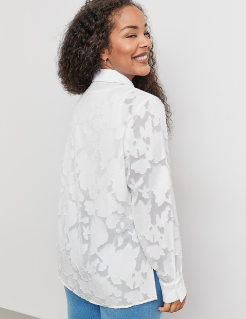 Bluse mit transparentem Blumenmuster