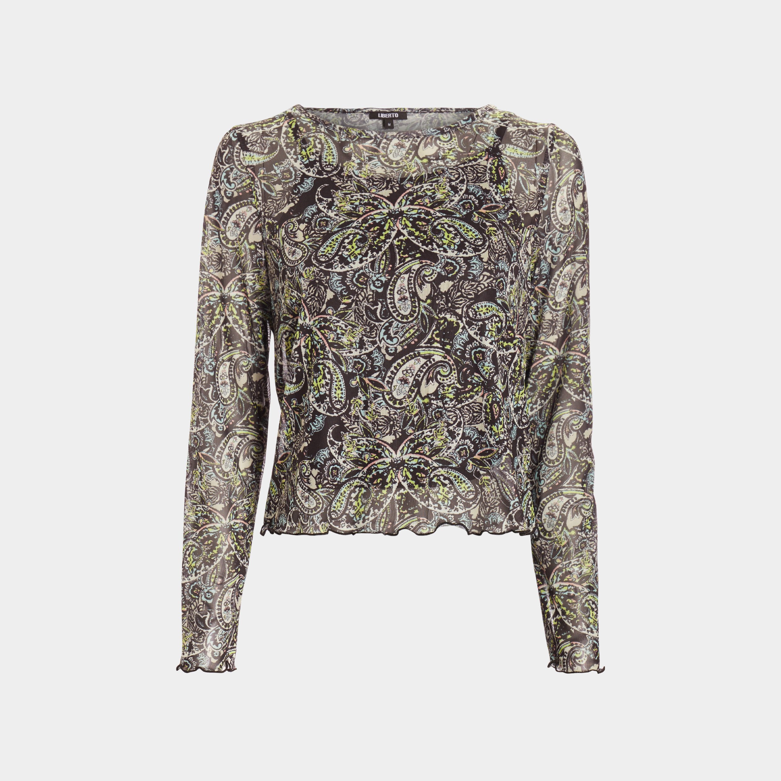 T-shirt manches longues mesh noir femme | La Halle