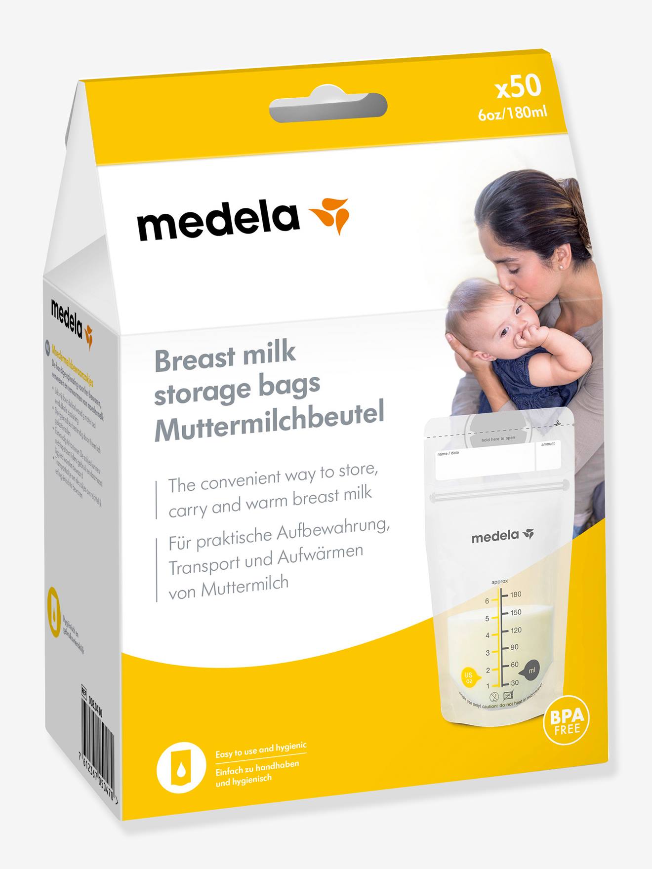 Boîte de 50 sachets de conservation pour lait maternel Pump & Save MEDELA transparent