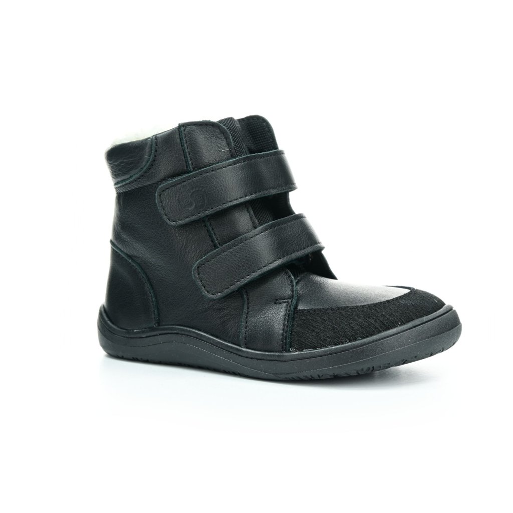 Baby Bare Febo Winter Black (mit Membran / Asfaltico) schwarze Barfußstiefeletten