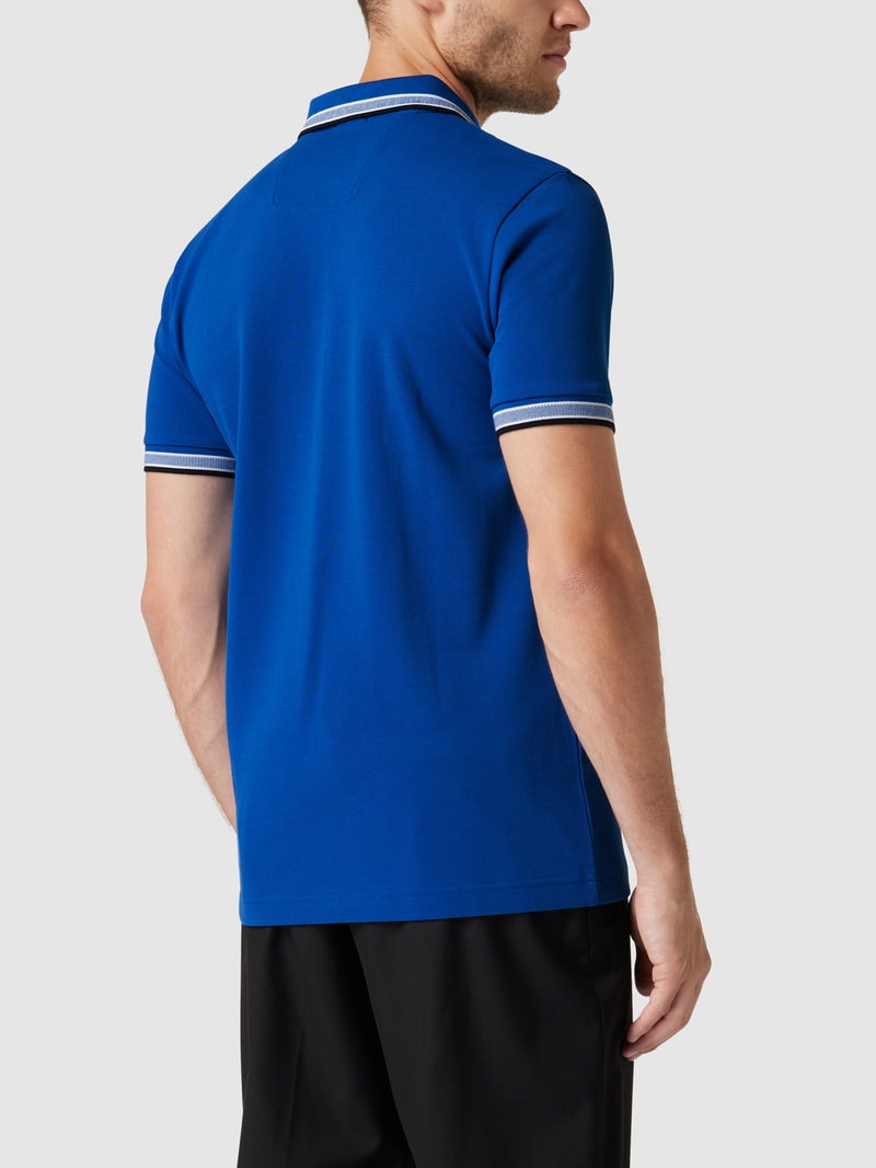 Regular Fit Poloshirt mit Label-Stitching Modell 'Paddy' in marineblau meliert
