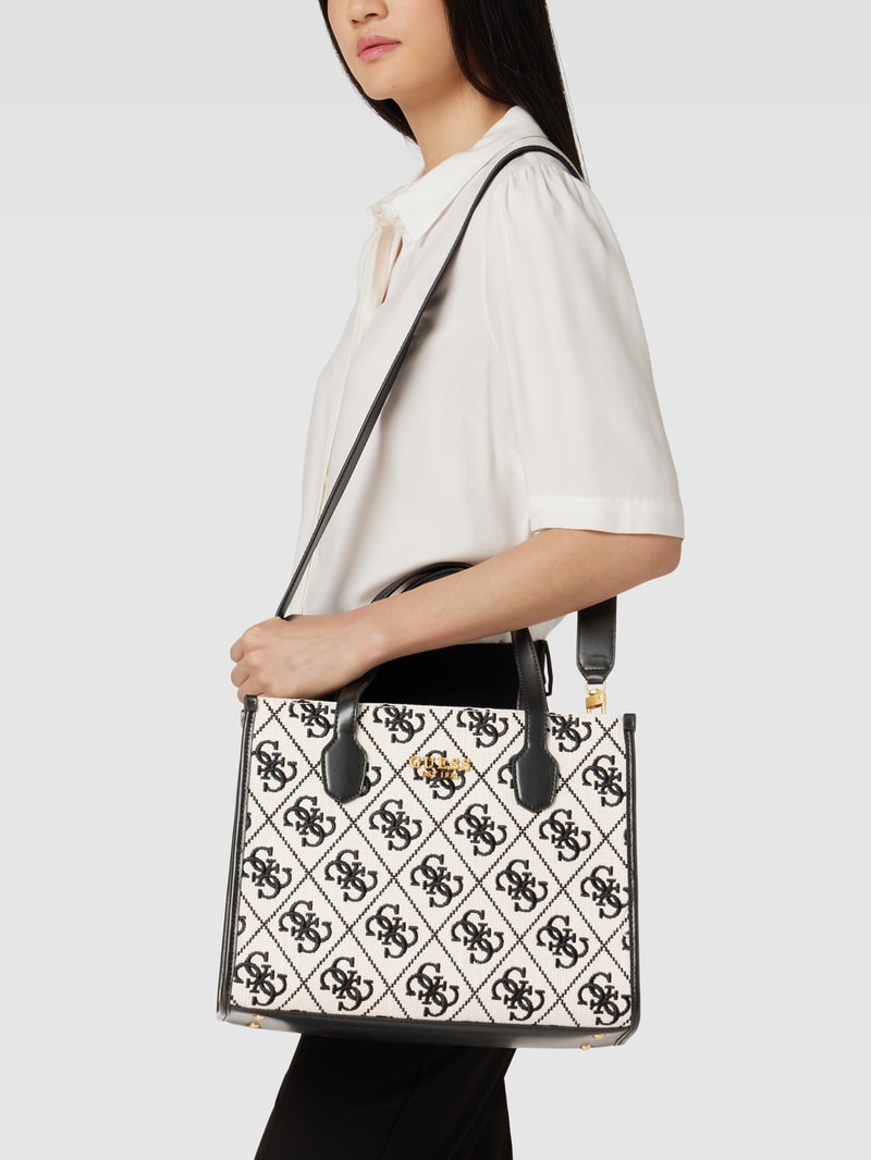 Tote Bag mit Allover-Logo Modell 'SILVANA' in schwarz