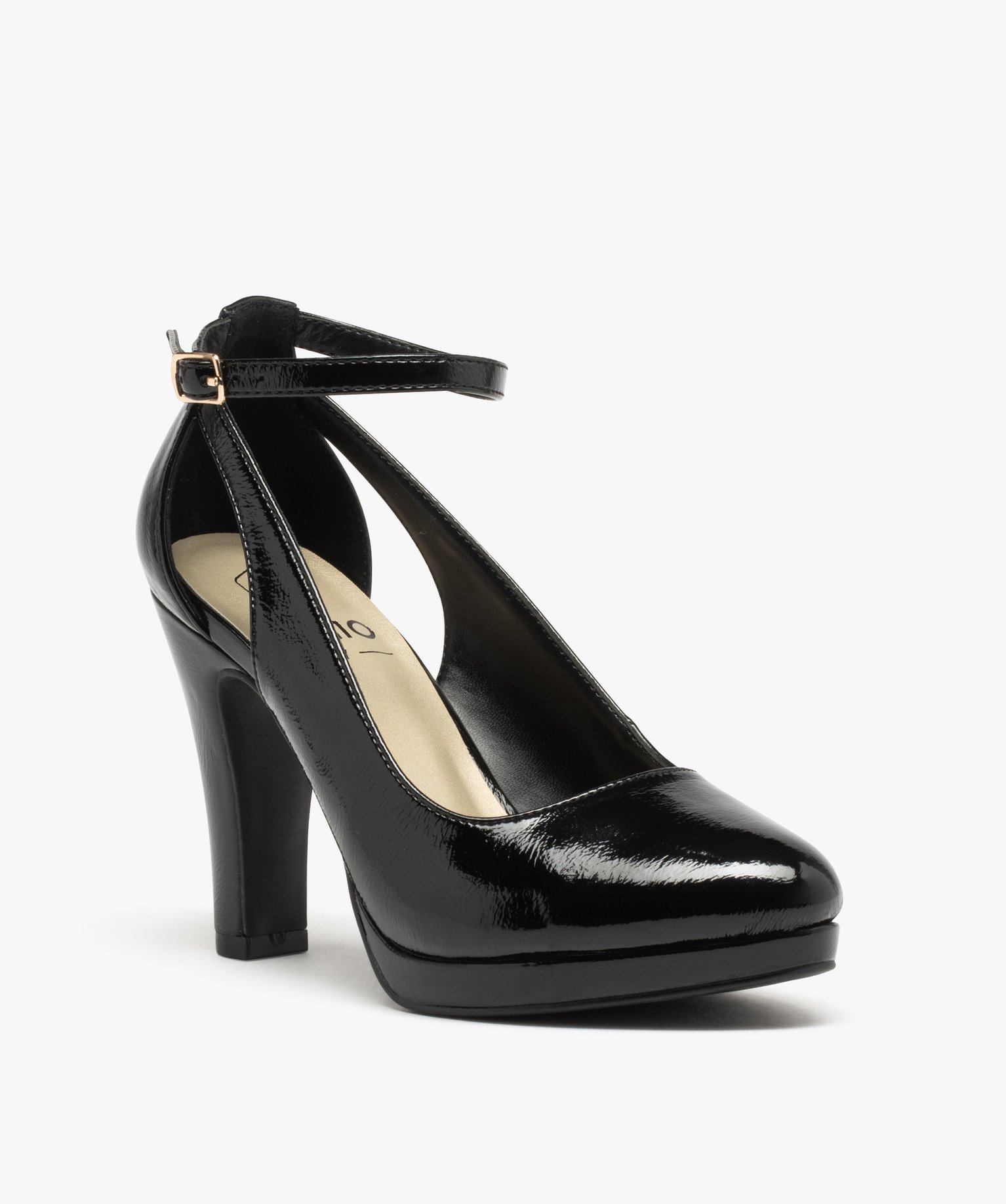 Escarpins à fine bride et talon haut femme noir | GEMO