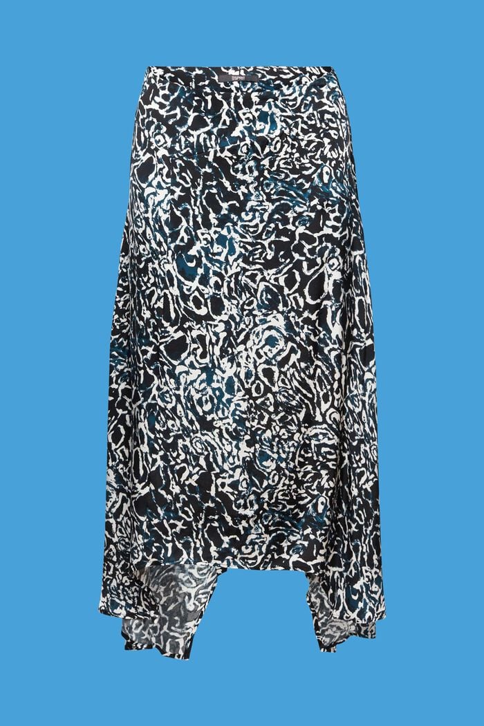 Asymmetrischer Satinrock mit Allover-Print