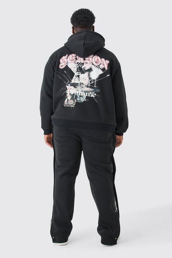 Plus kastiger Hoodie mit Renaissance-Print