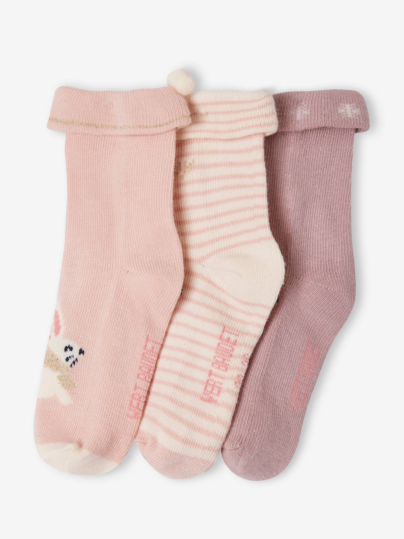 Vertbaudet Mädchen Baby Weihnachts-Geschenkset Socken Oeko-Tex - altrosa