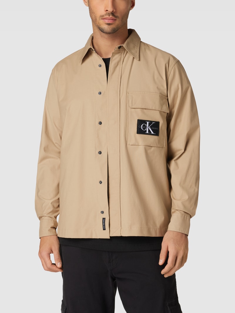 Freizeithemd mit Strukturmuster Modell 'RIPSTOP' in beige