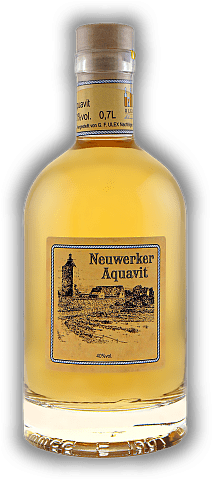 Neuwerker Aquavit Neuwerker Aquavit Eine Spezialität aus dem Landkreis Cuxhaven. 0,7	 Liter - Vol 40%