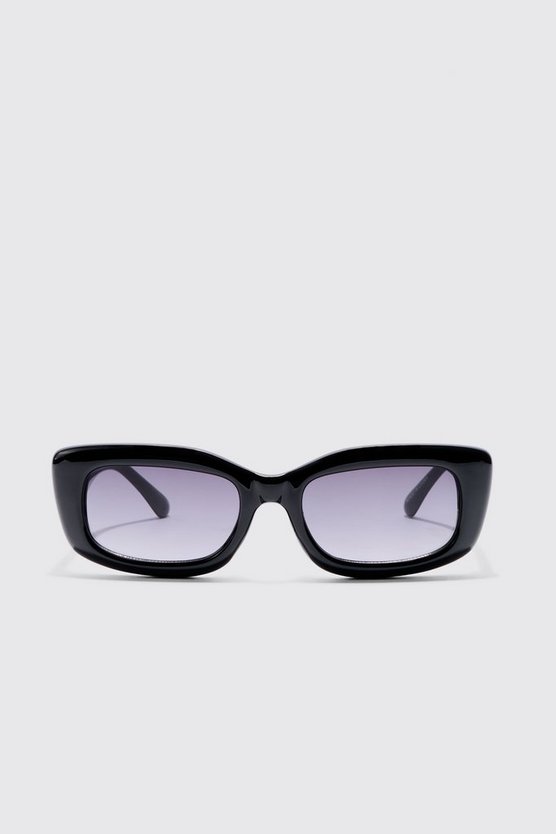 Eckige Plastik-Sonnenbrille in Schwarz