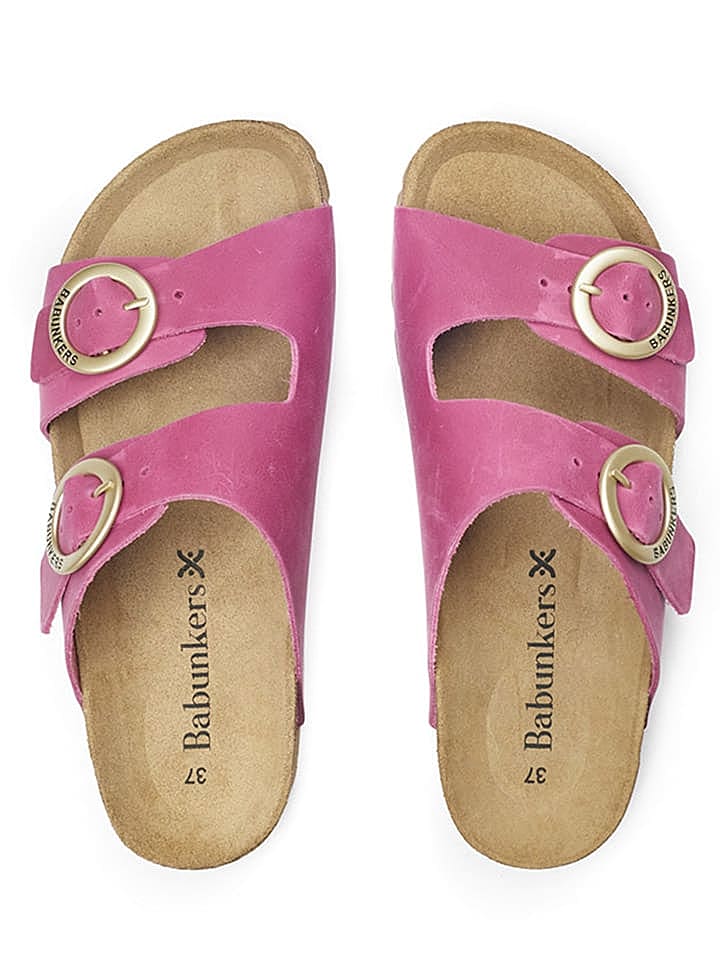 BABUNKERS Family Leder-Pantoletten in Pink günstig kaufen 39