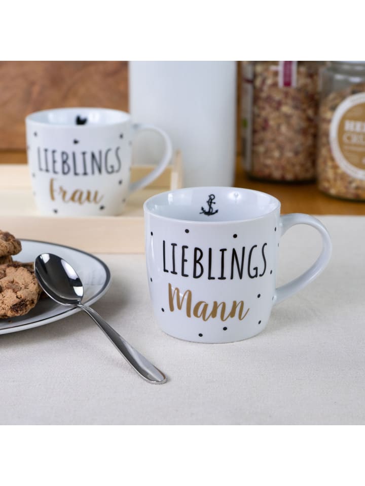 Geda Labels Tasse Lieblingsmann Punkte in Weiß - 300 ml günstig kaufen onesize