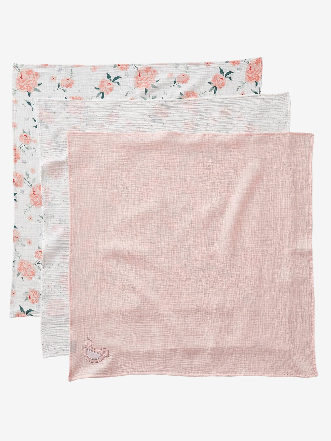 Lot de 3 langes EAU DE ROSE rose